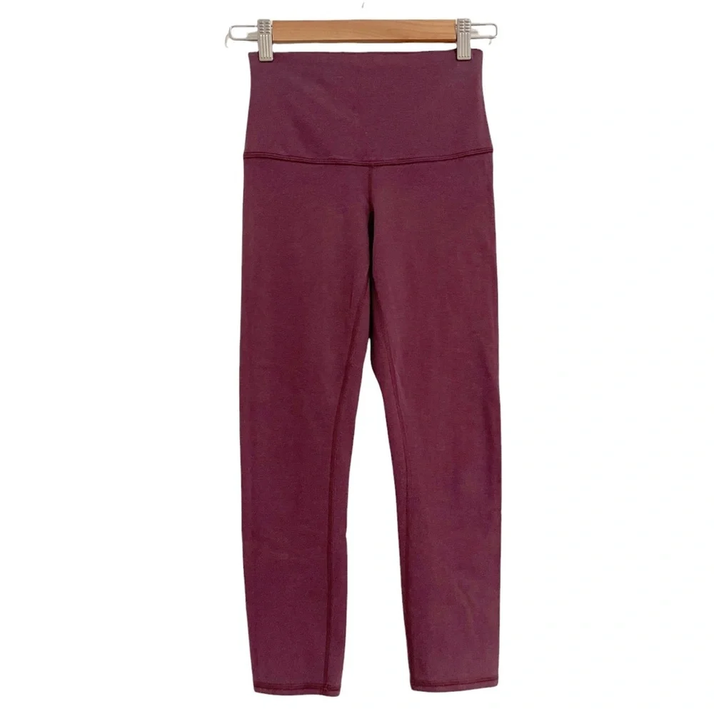 Lululemon Crop Maroon Burgundy Yoga Leggings 2